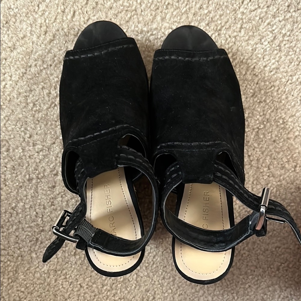Marc Fisher Black Wedge Sandals size 6.5